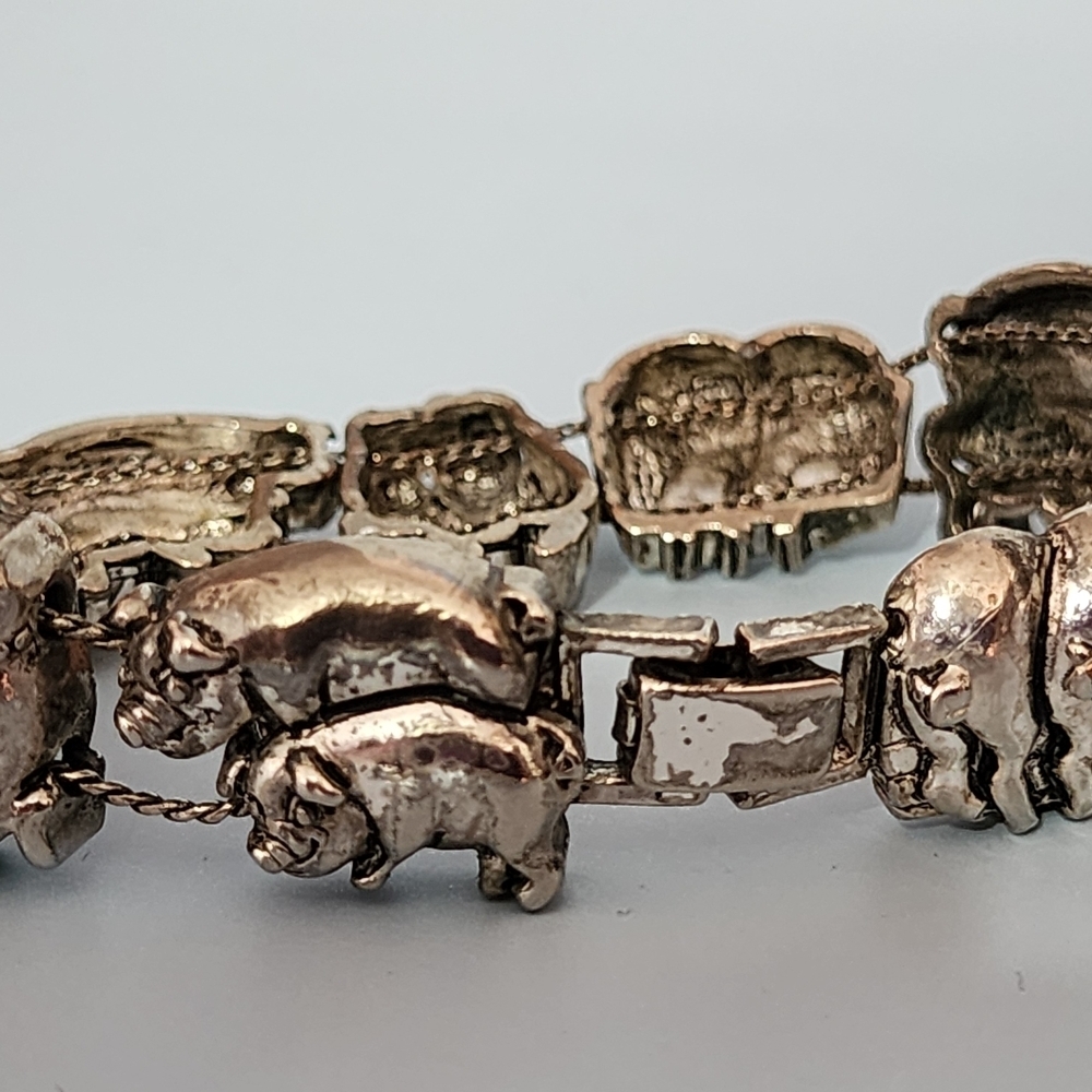 Silver Tone Pig Charm Bracelet - Picture 4 of 6